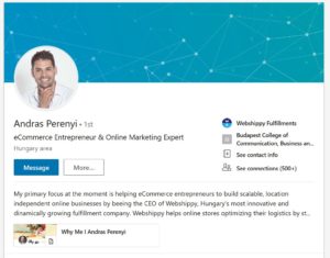 Perényi LinkedIn profil személyes márka példa